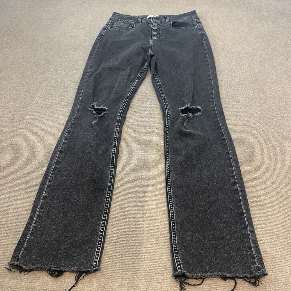 VIGOSS Jeans Women 9/29 Denim Stretch Distressed Cooper Straight Button Fly